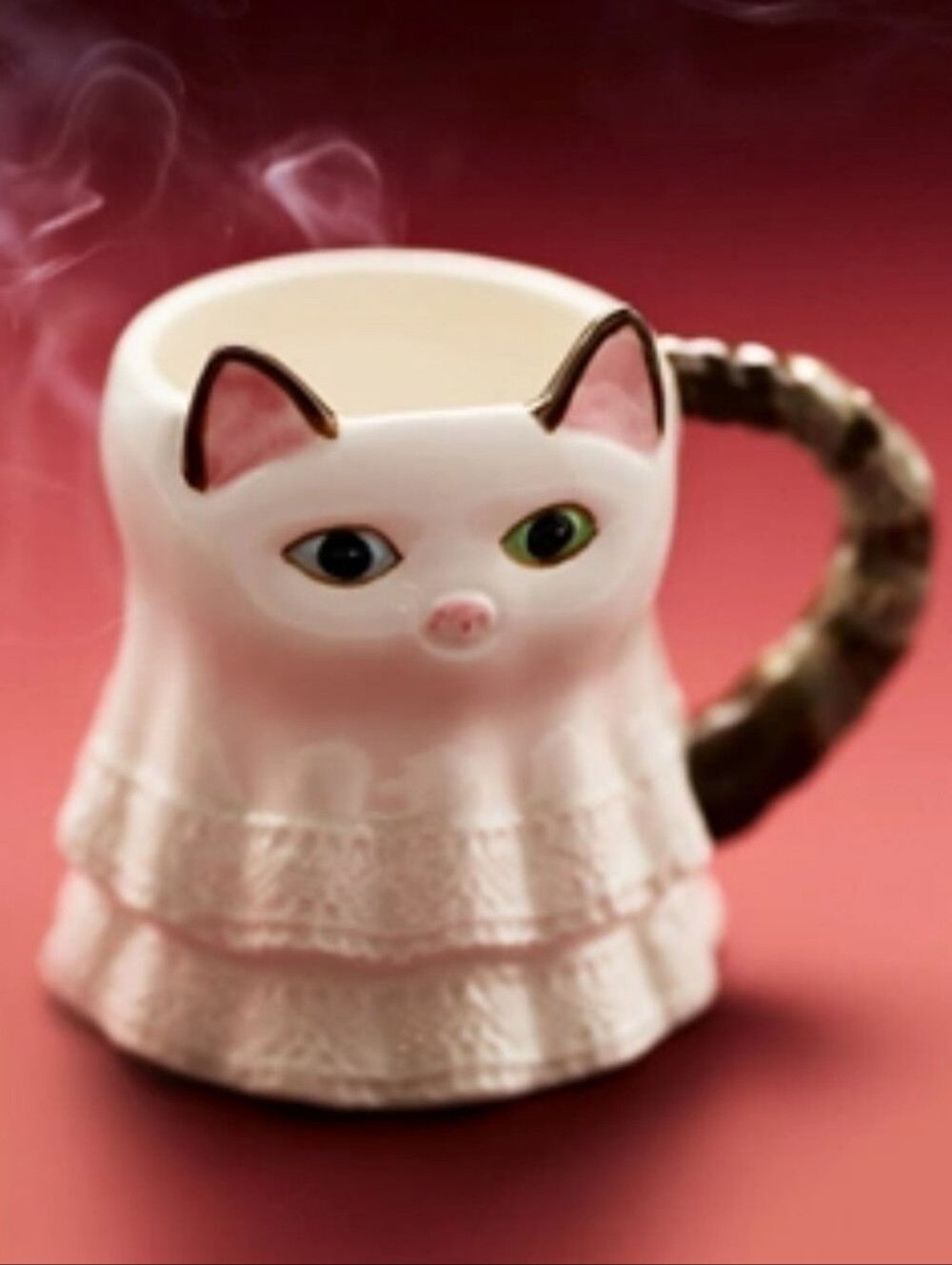 NWT Peluche Halloween Stoneware Ghost Cat Mug